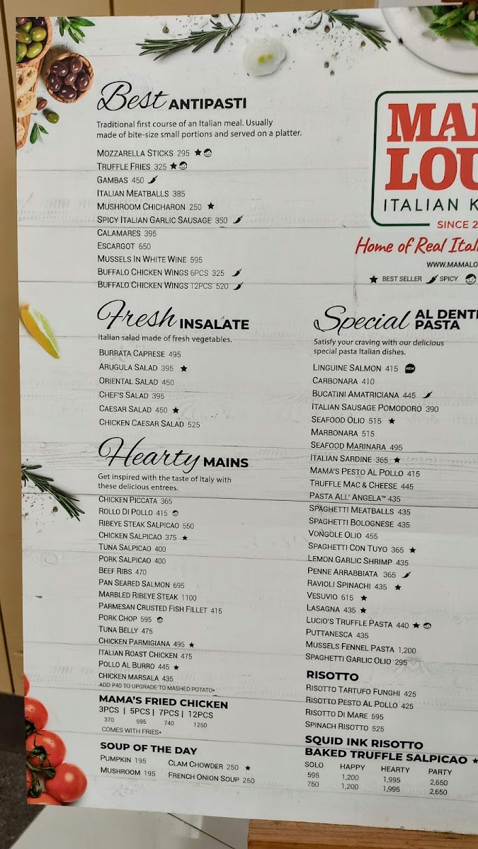 Mama Lou's Italian Kitchen- SM City Bataan Photo Menu 4