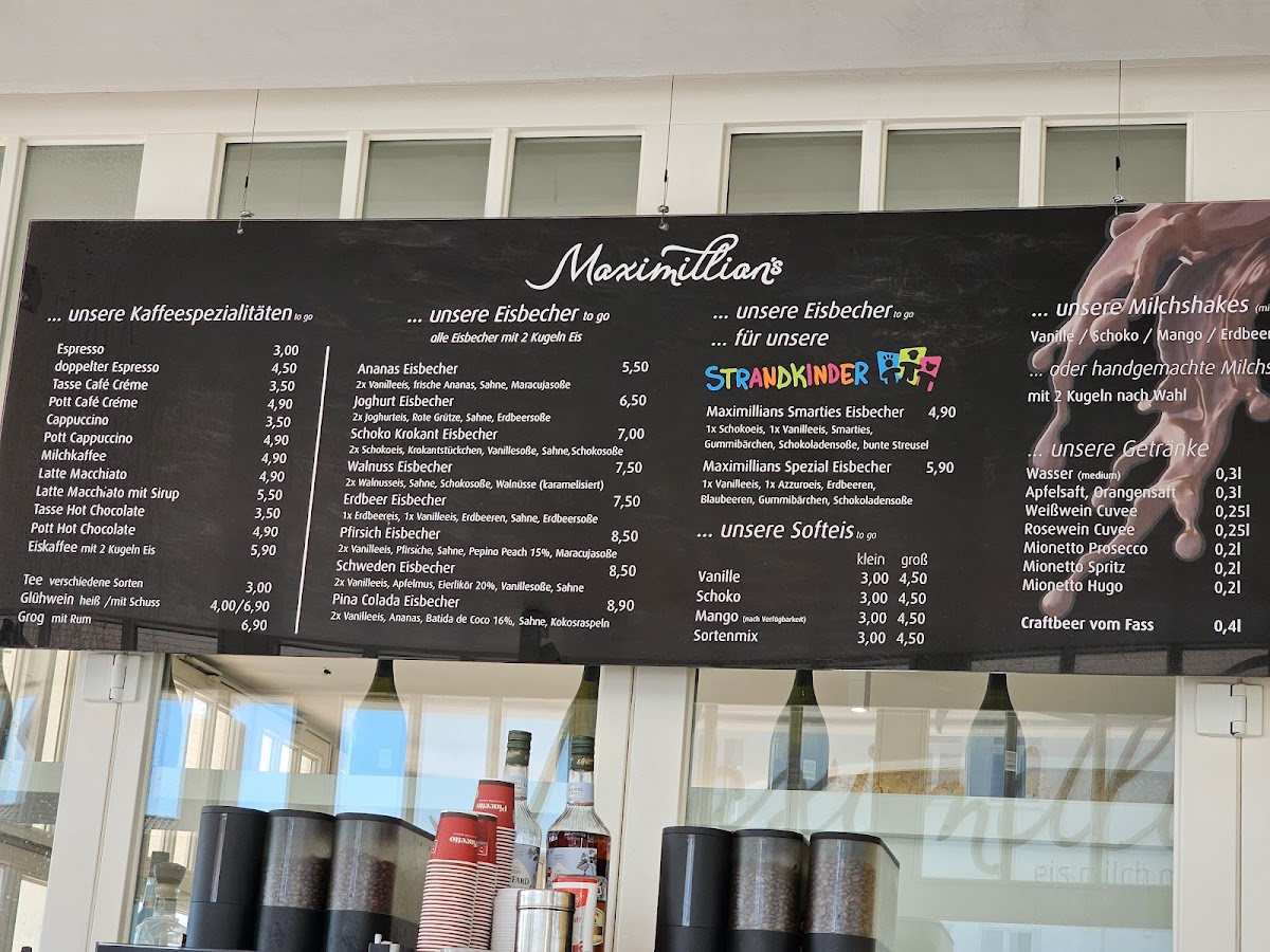 Maximillian's eis milch mocca bar Warnemünde Photo Menu 2