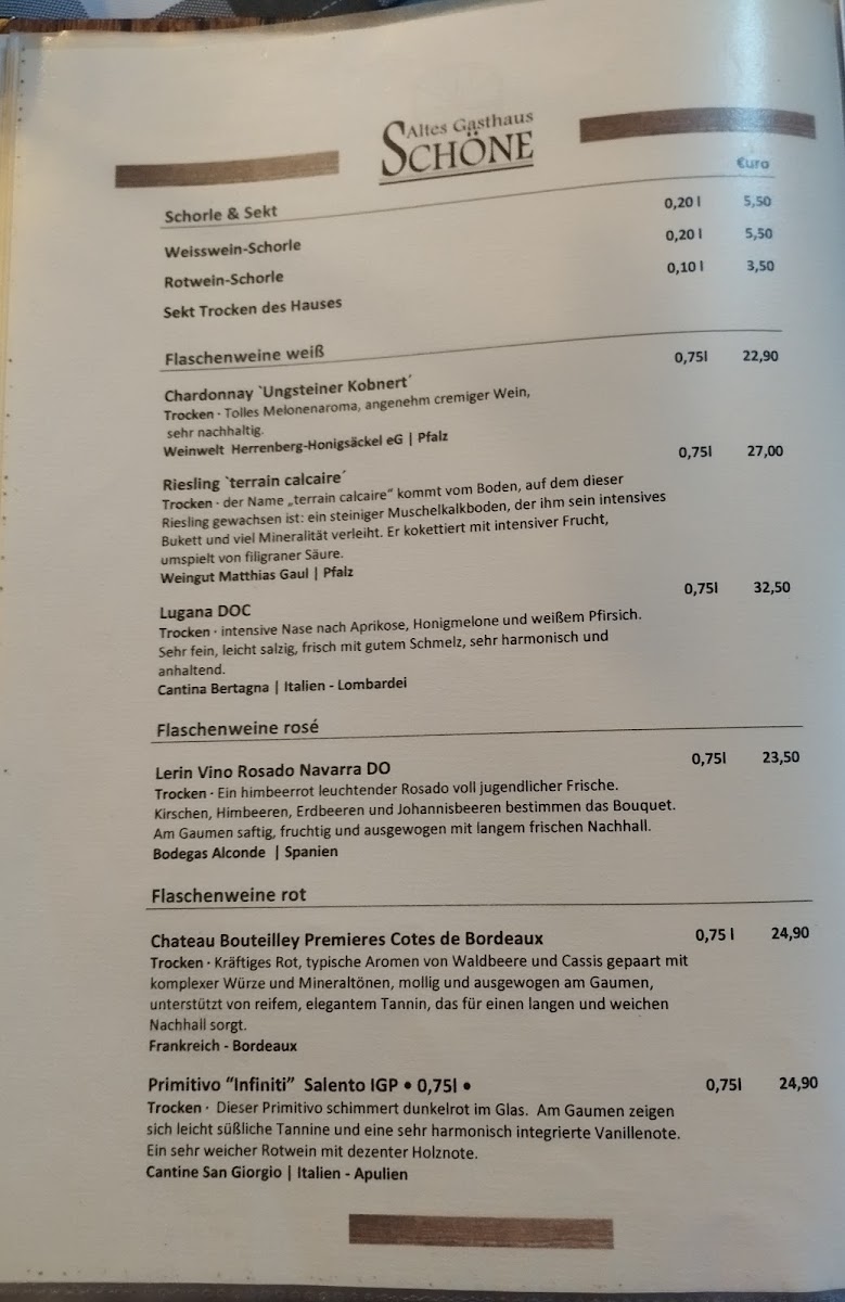 Altes Gasthaus Schöne Photo Menu 1