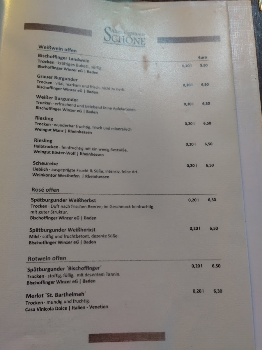 Altes Gasthaus Schöne Photo Menu 5
