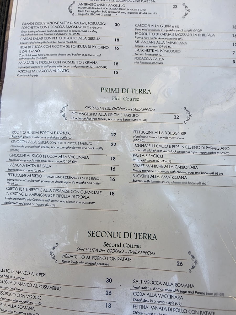 Antica Trattoria Angelino Photo Menu 3