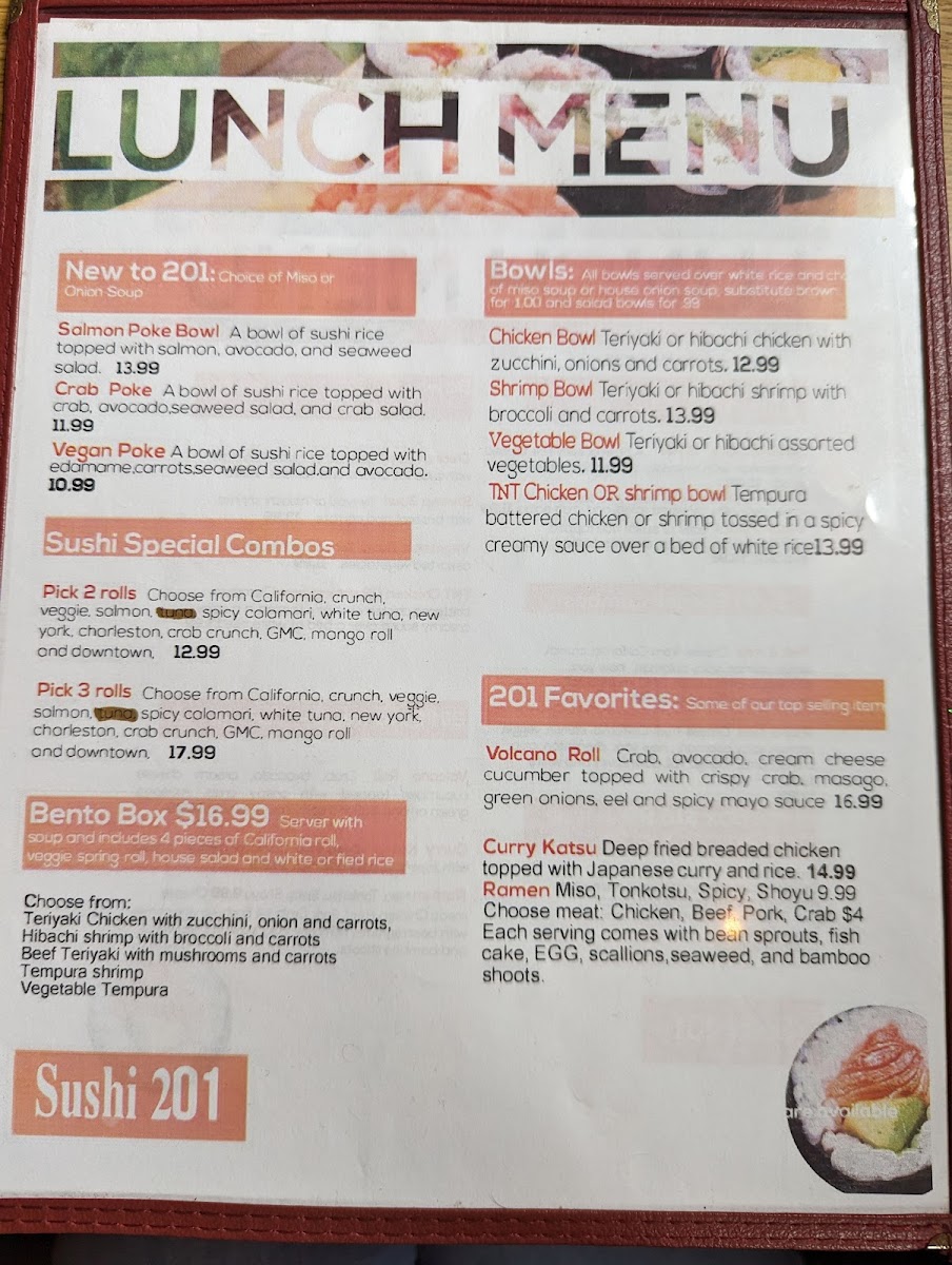 Sushi 201 Photo Menu 6