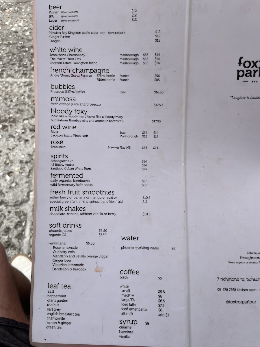 Foxtrot Parlour Photo Menu 4