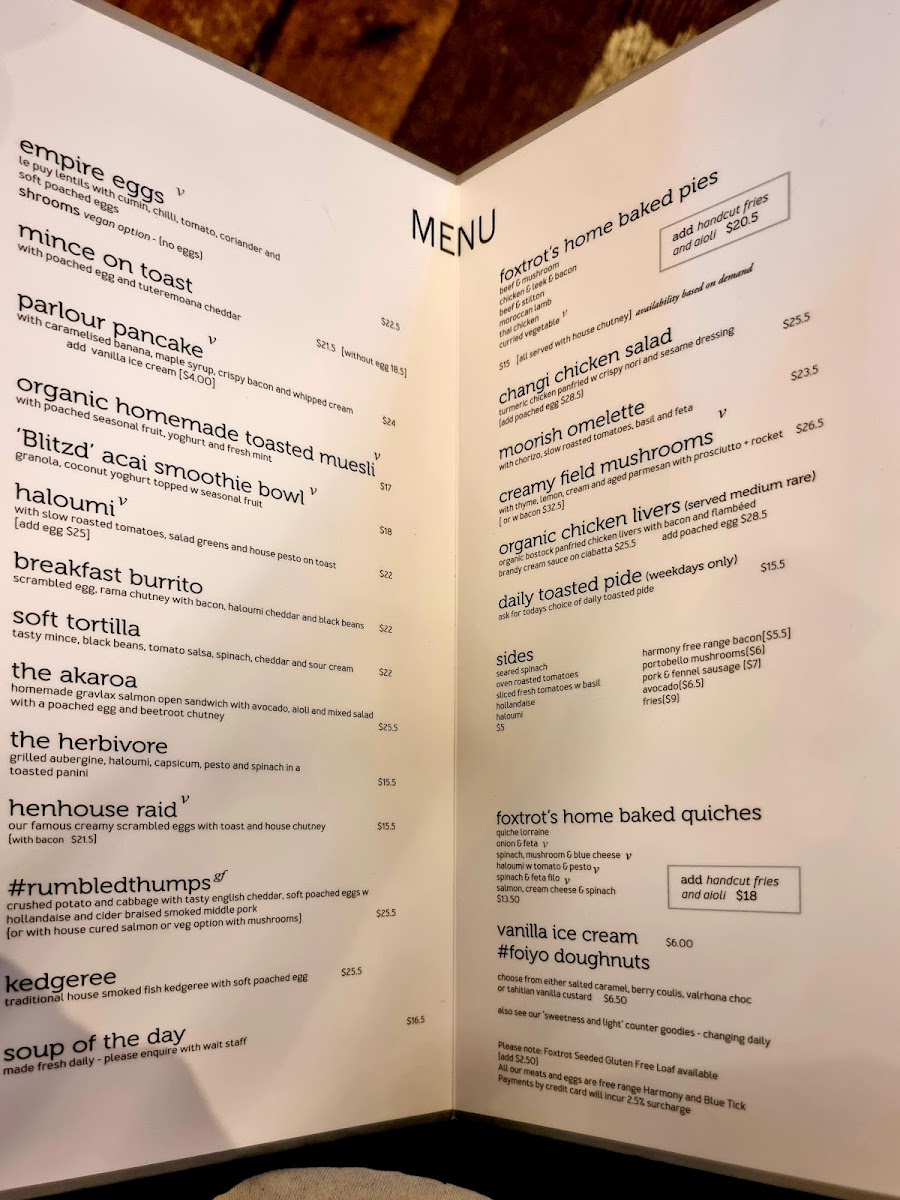 Foxtrot Parlour Photo Menu 5