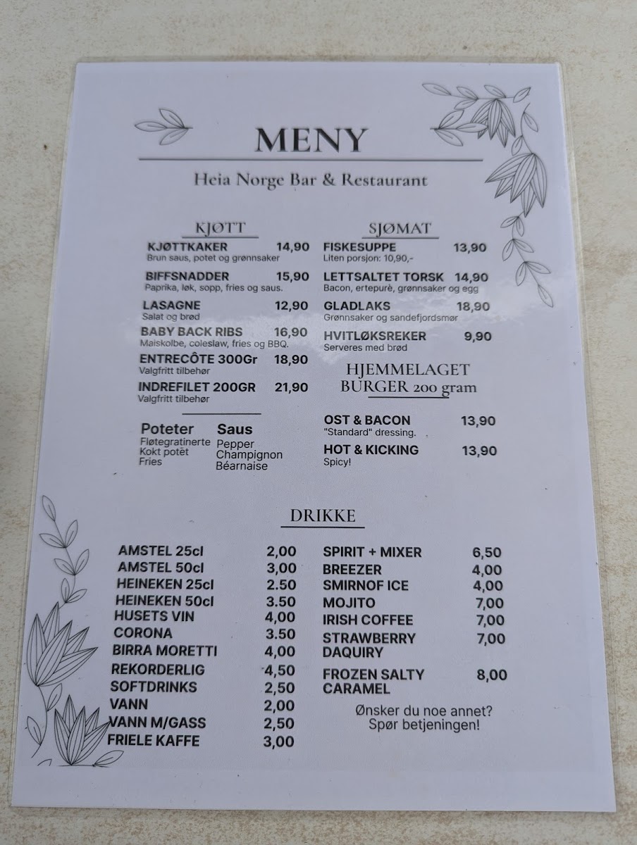 Heia Norge Bar & Restaurant Photo Menu 1