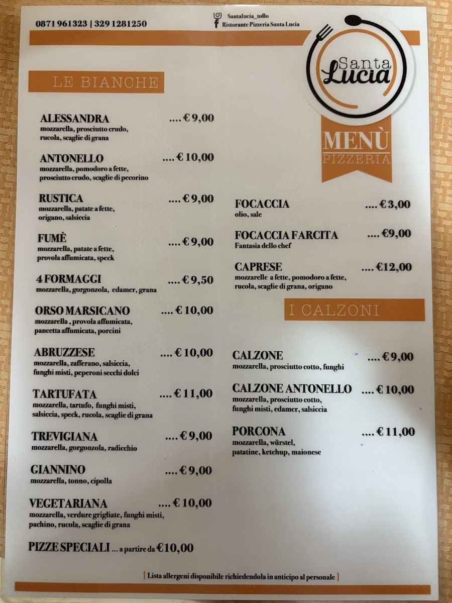 Santa Lucia Ristorante Pizzeria Photo Menu 1