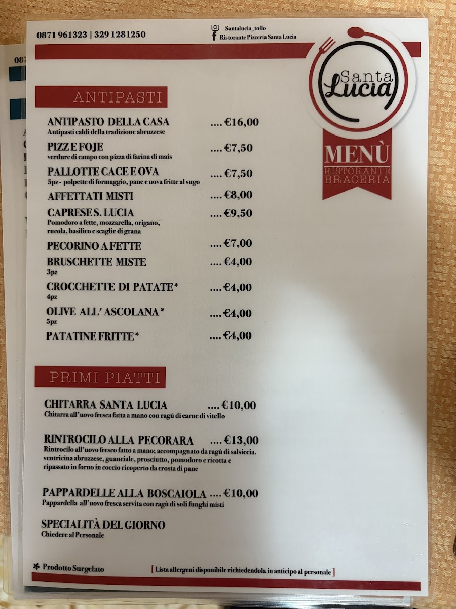 Santa Lucia Ristorante Pizzeria Photo Menu 3