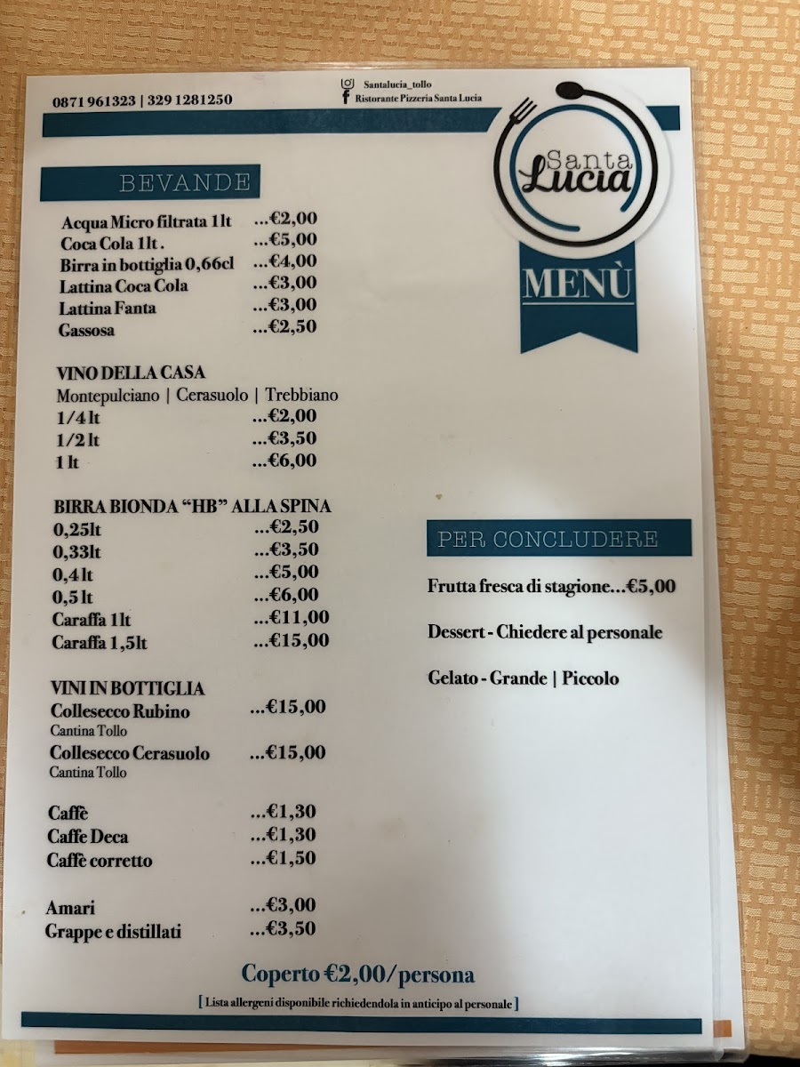 Santa Lucia Ristorante Pizzeria Photo Menu 7