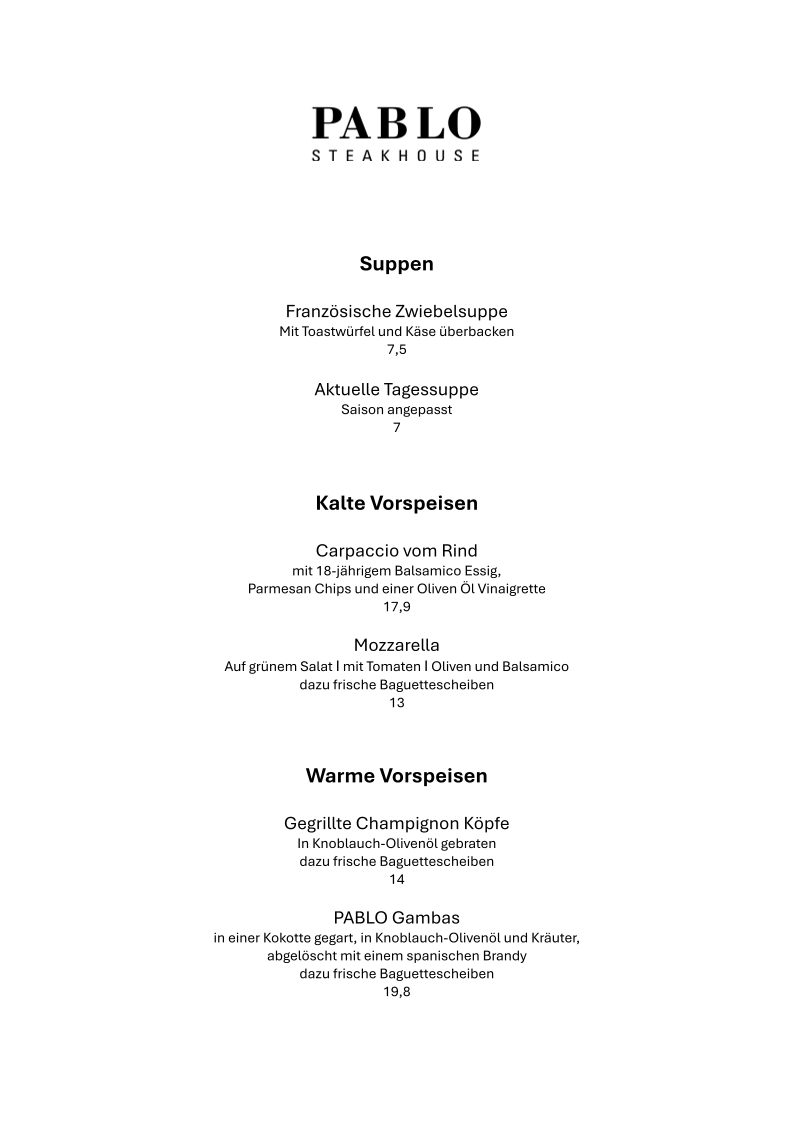 PABLO Steakhouse Photo Menu 3