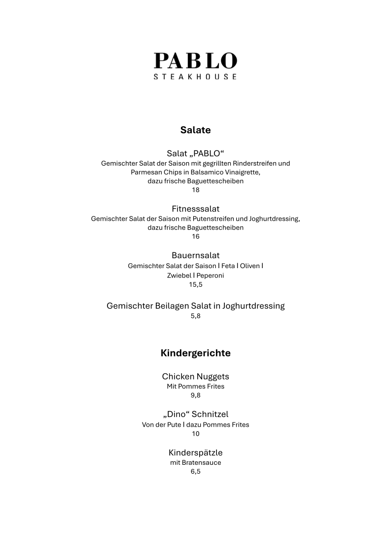 PABLO Steakhouse Photo Menu 4