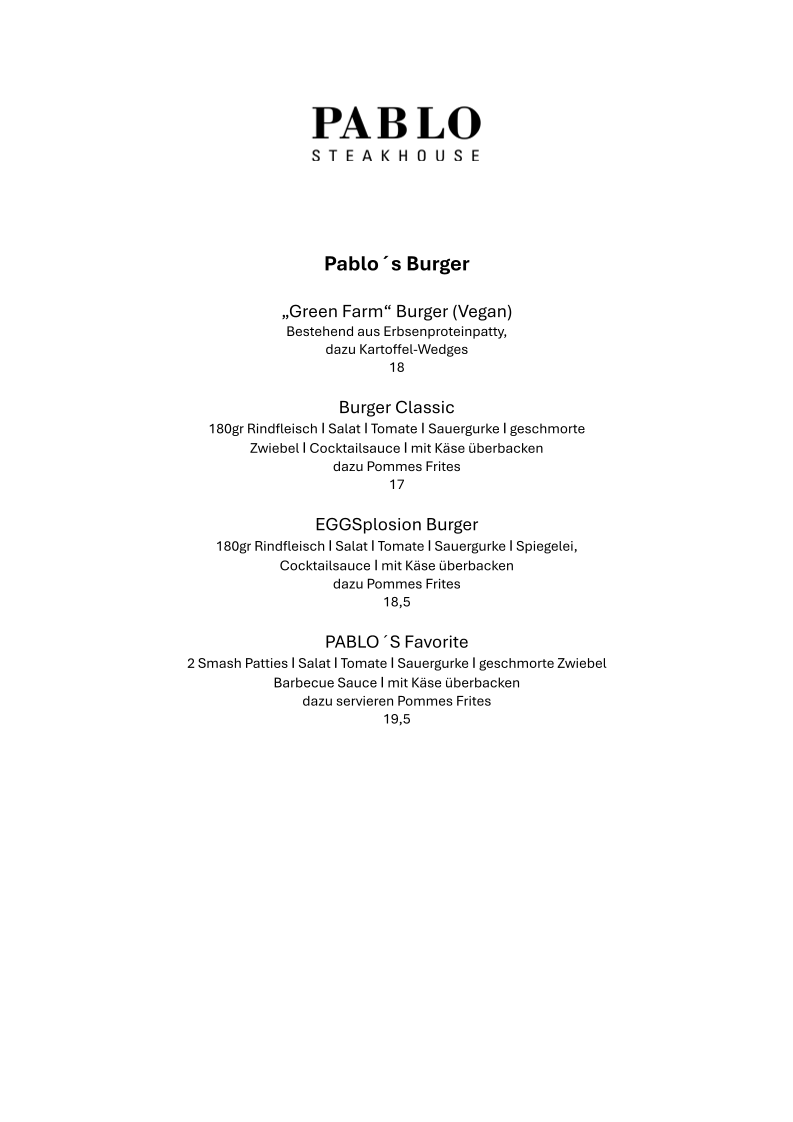 PABLO Steakhouse Photo Menu 5