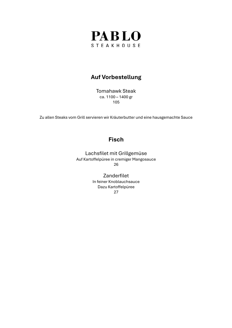 PABLO Steakhouse Photo Menu 7