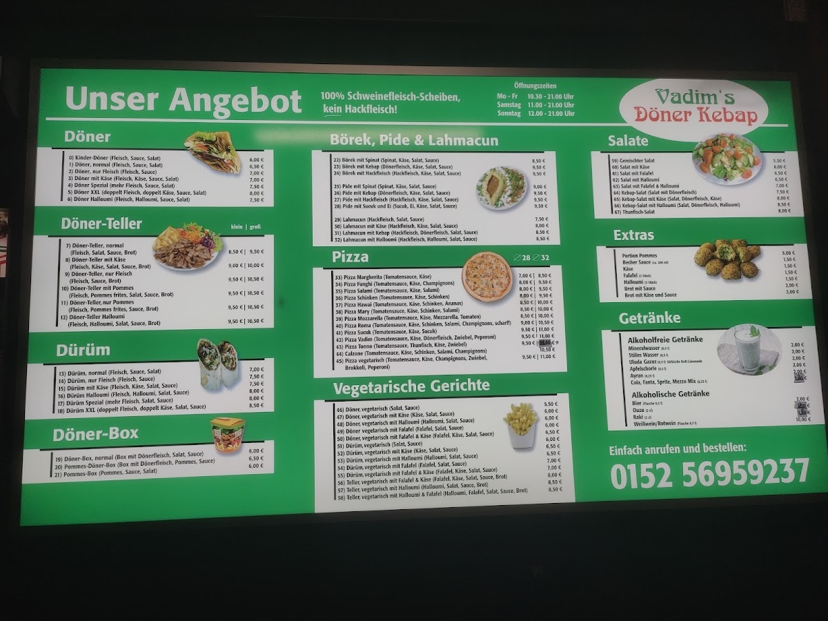 Vadim's Döner Photo Menu 1