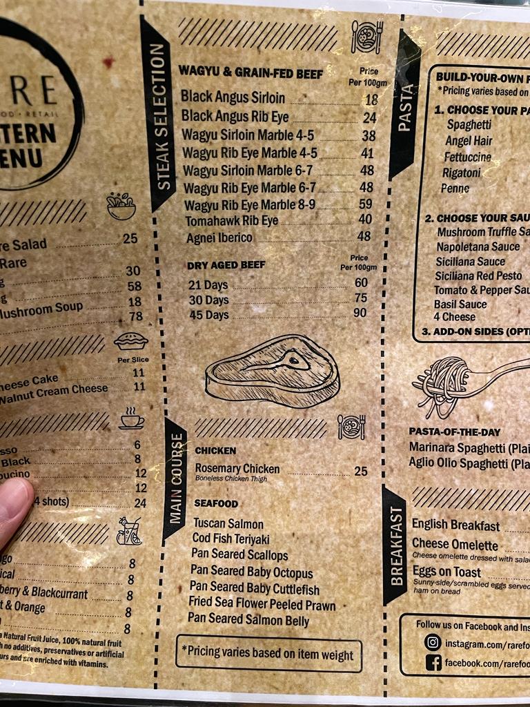 Rare Food & Wine Photo Menu 2