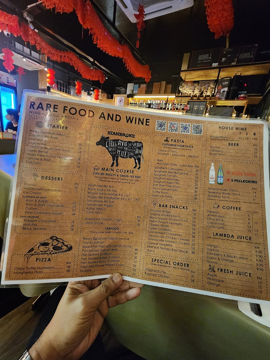 Rare Food & Wine Photo Menu 3
