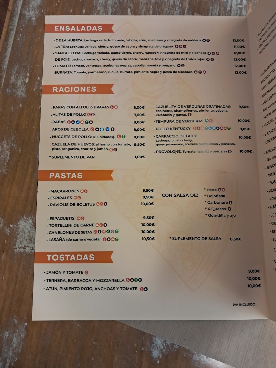 Pizzeria la Tea Photo Menu 1