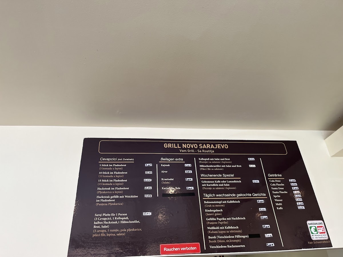 Novo Sarajevo Photo Menu 2