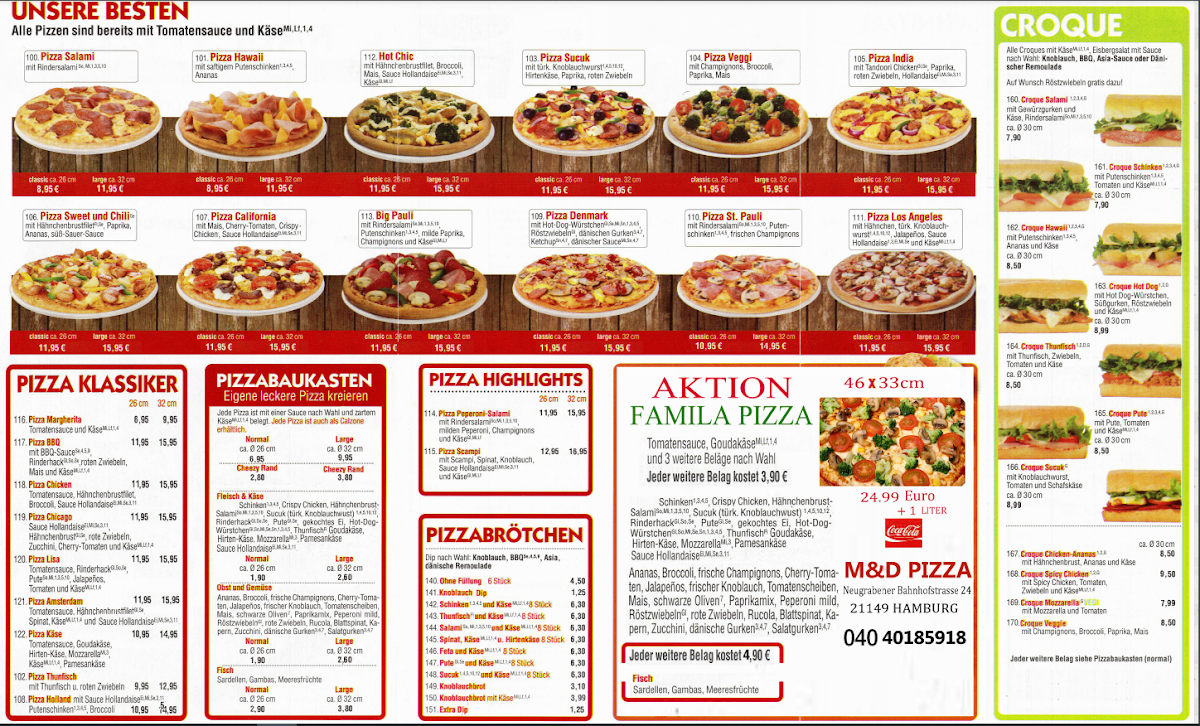 M&D Pizza Photo Menu 1