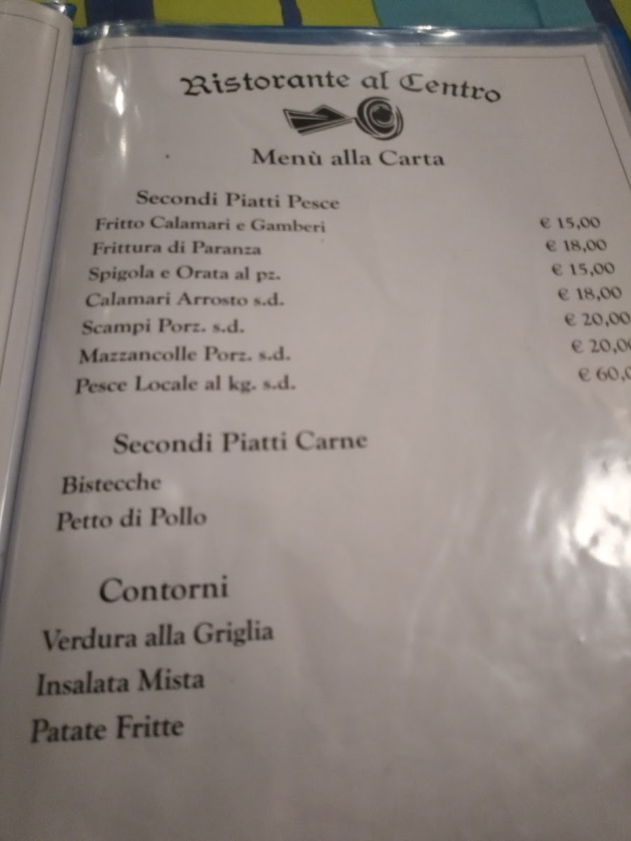 Al Centro Photo Menu 1