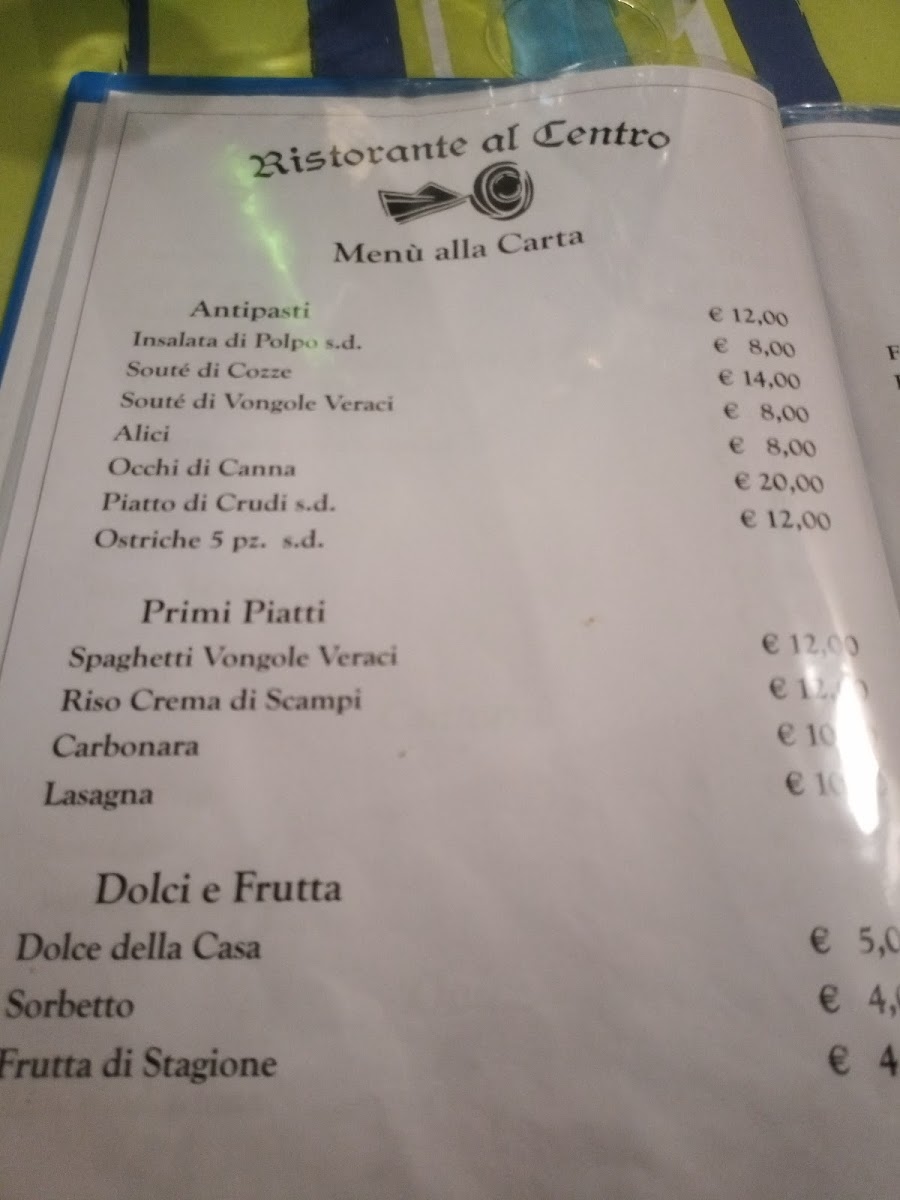 Al Centro Photo Menu 2