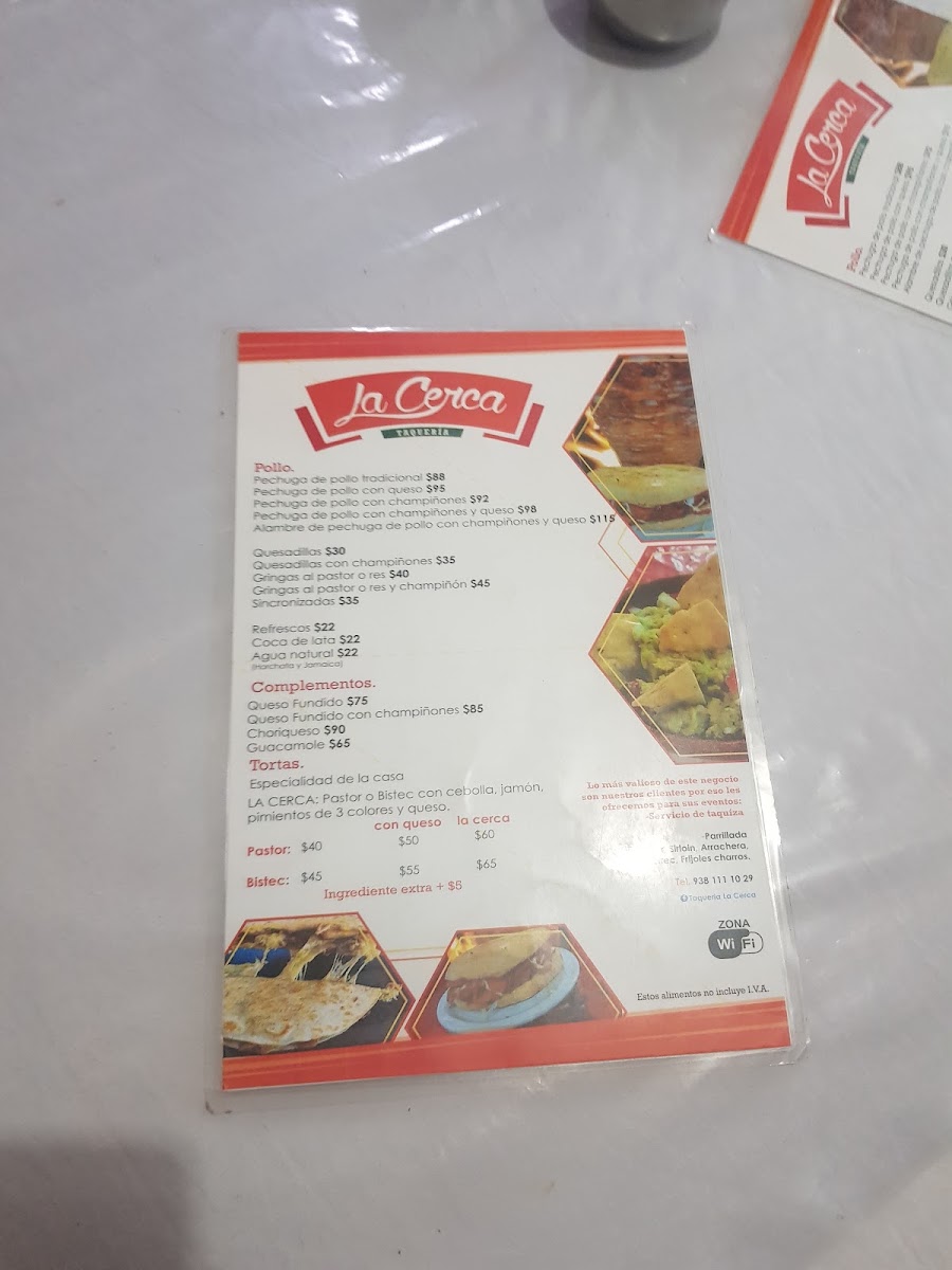 Taquería la Cerca Photo Menu 2