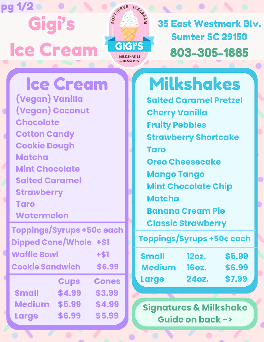 Gigi's Desserts and Soft Serve Ice Cream Photo Menu 3