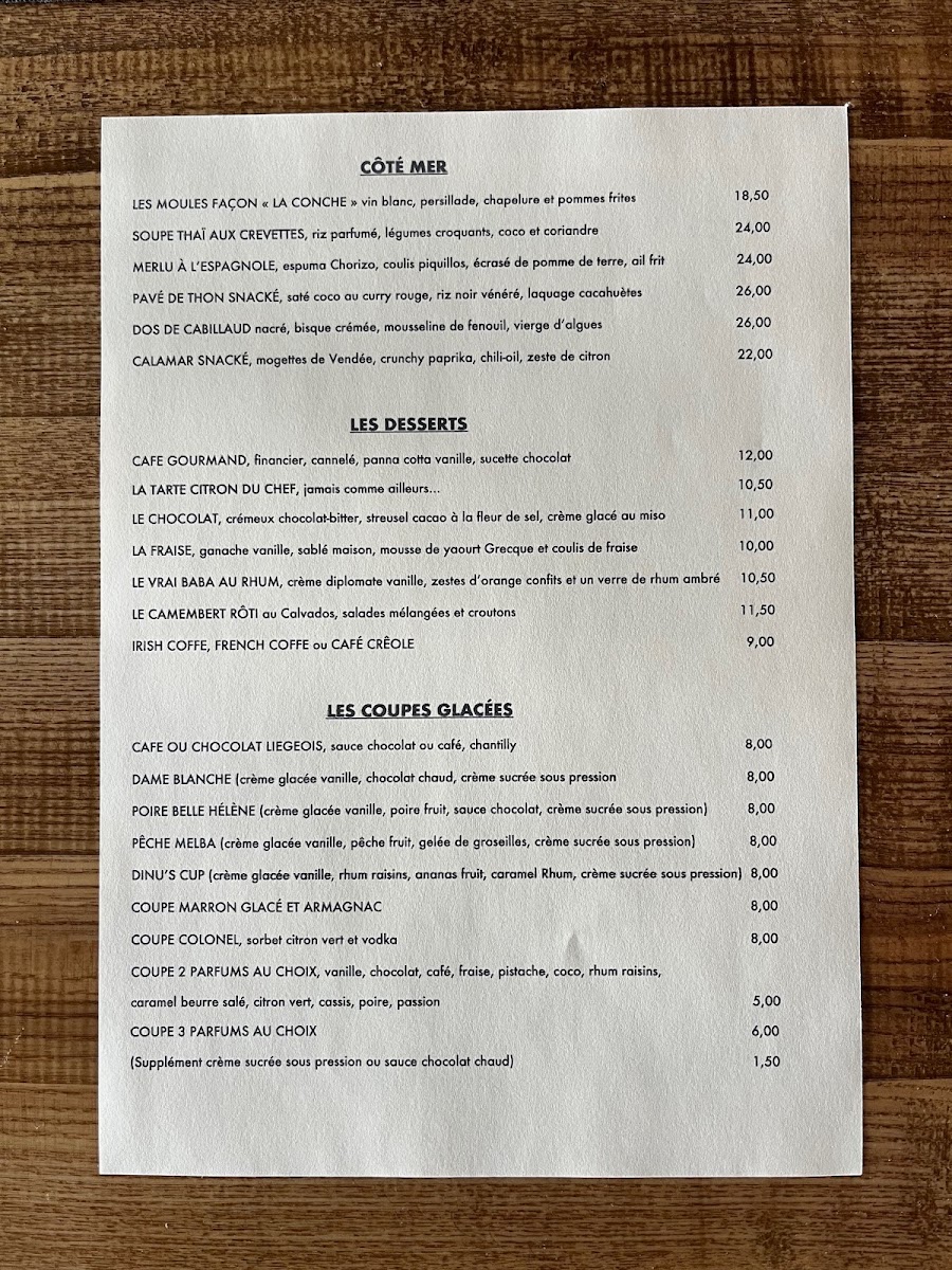 Restaurant La Conche Lacanau Photo Menu 2