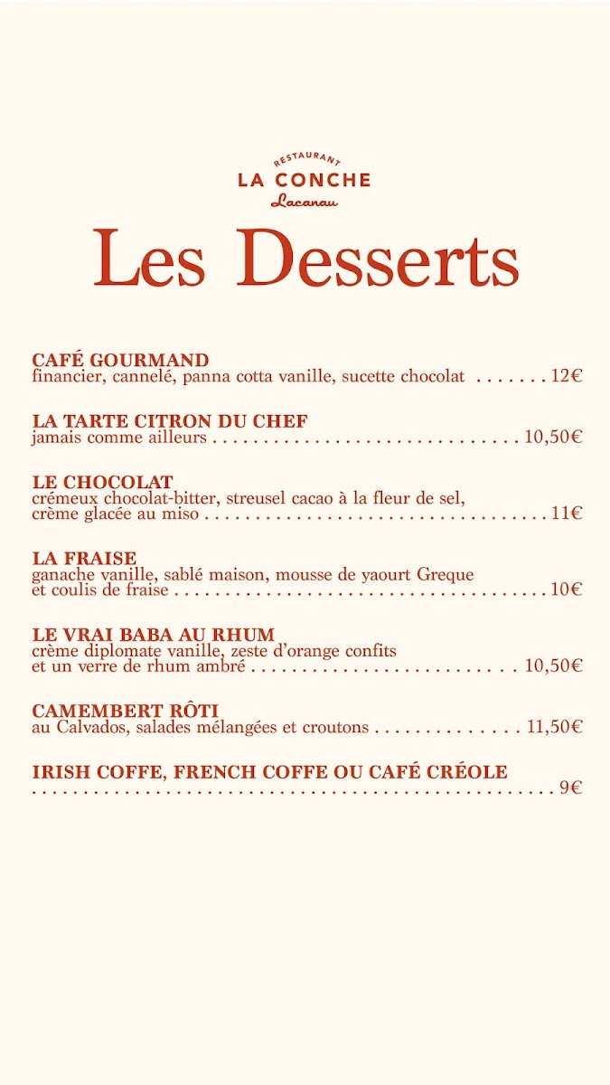 Restaurant La Conche Lacanau Photo Menu 3