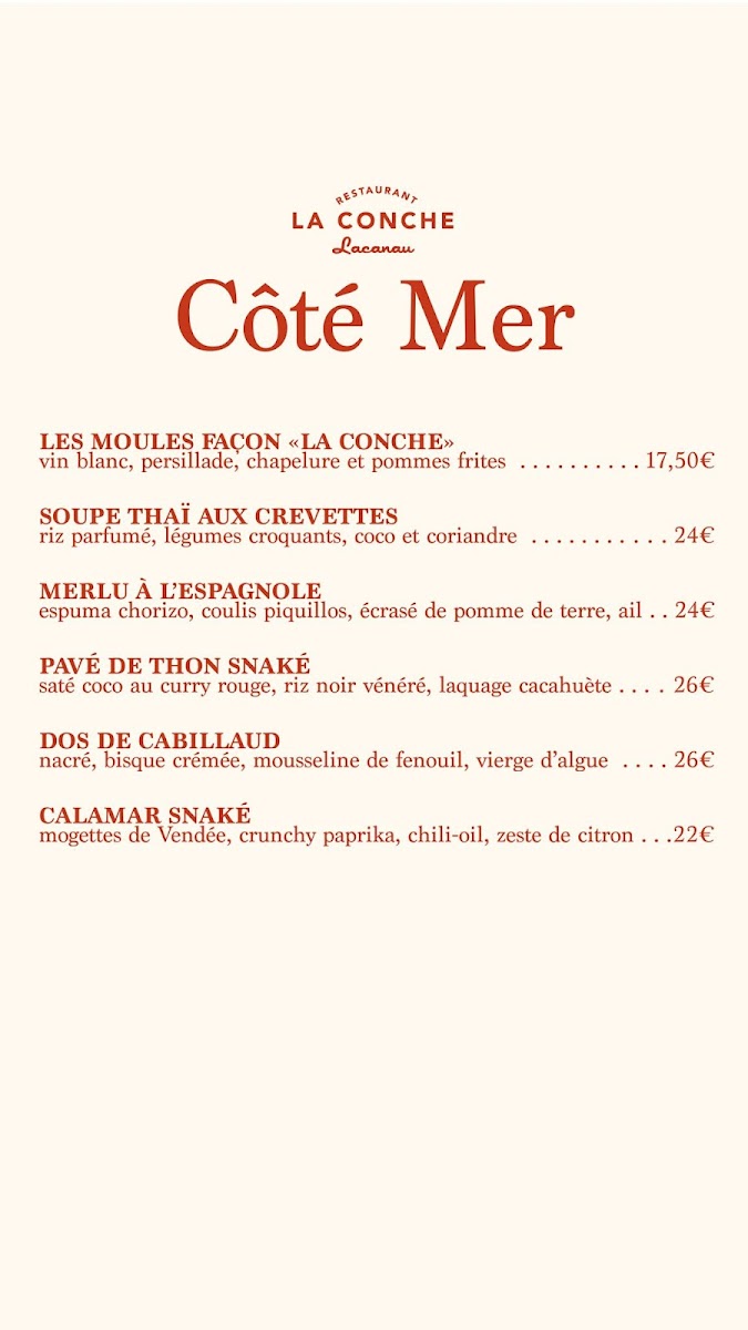 Restaurant La Conche Lacanau Photo Menu 6