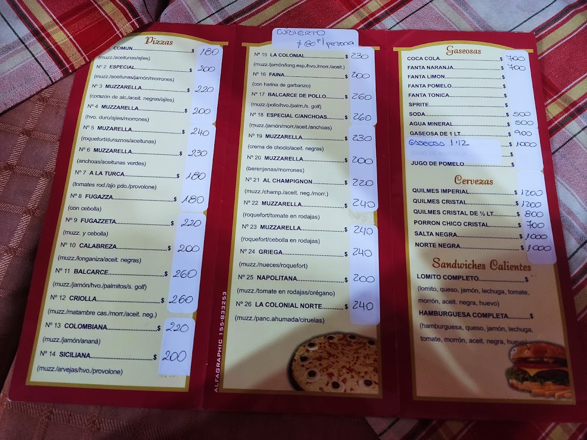 Pizzería La Colonial Photo Menu 1
