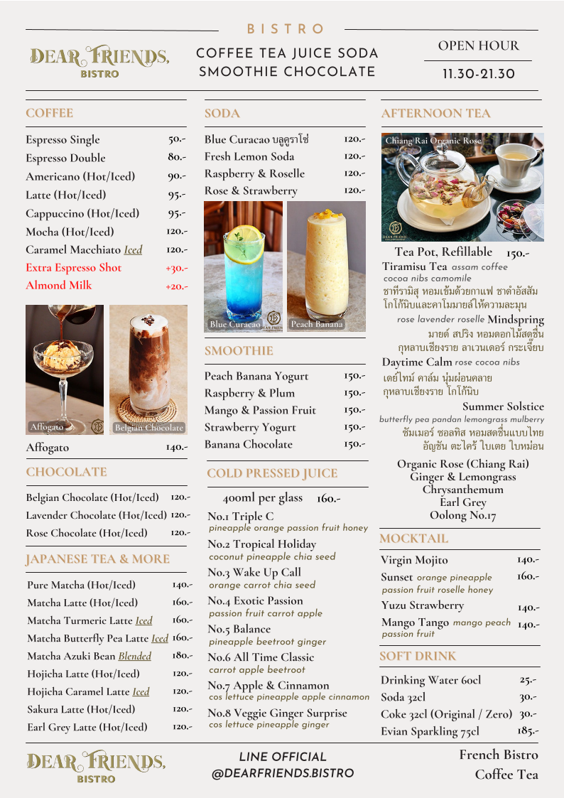 Dear Friends, Bistro Photo Menu 1
