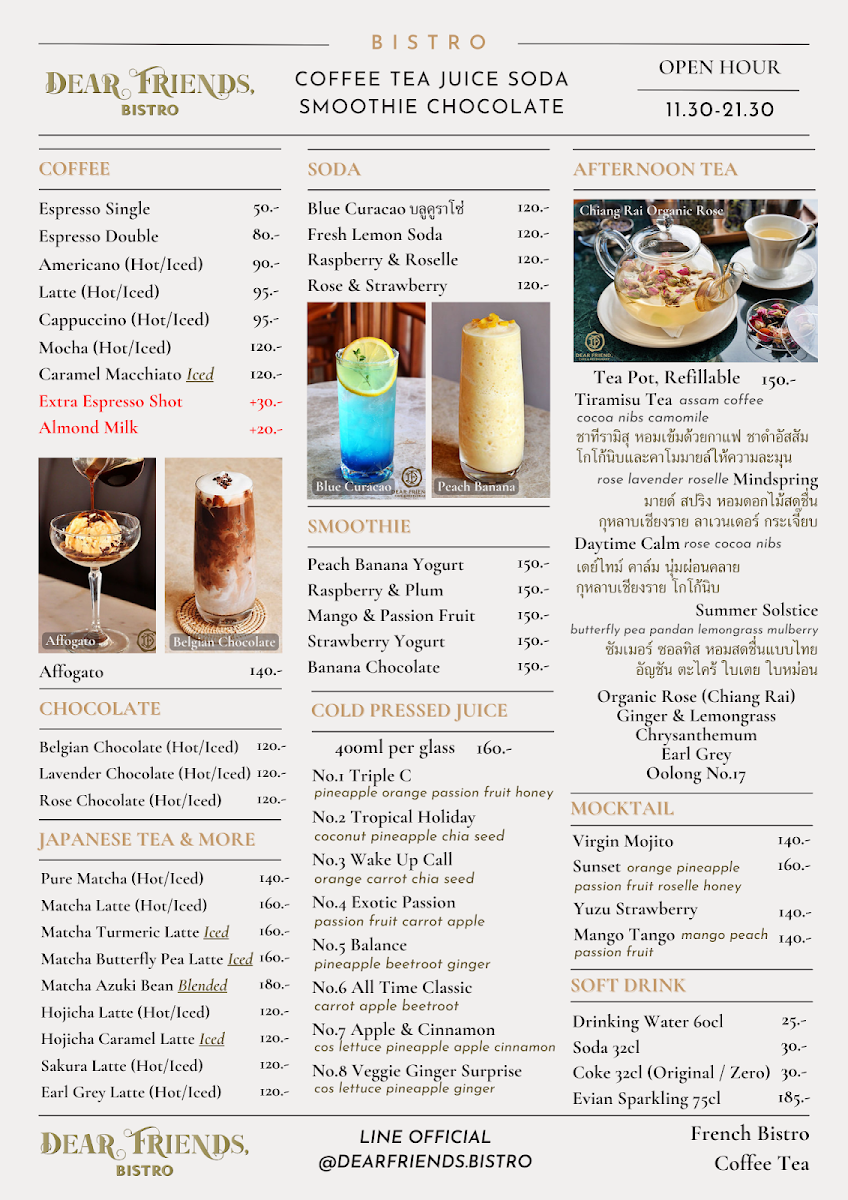 Dear Friends, Bistro Photo Menu 3