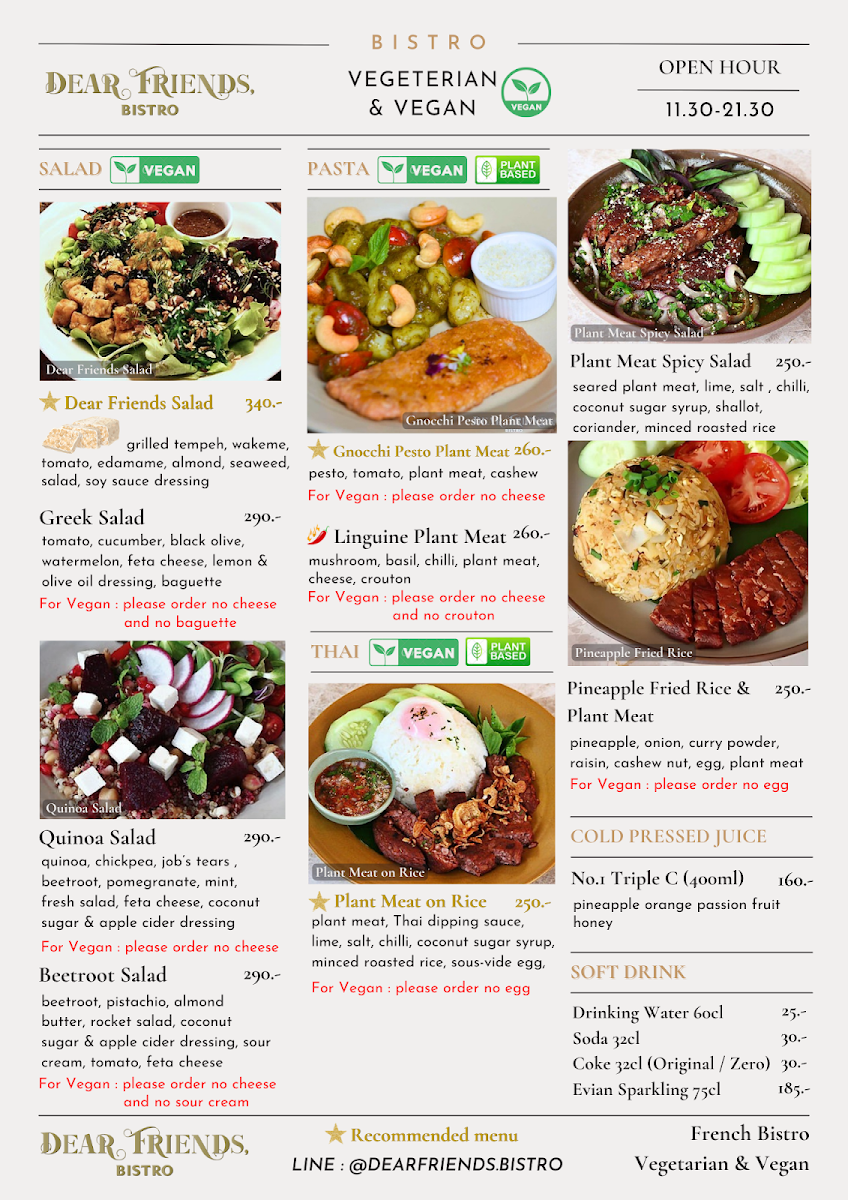 Dear Friends, Bistro Photo Menu 5