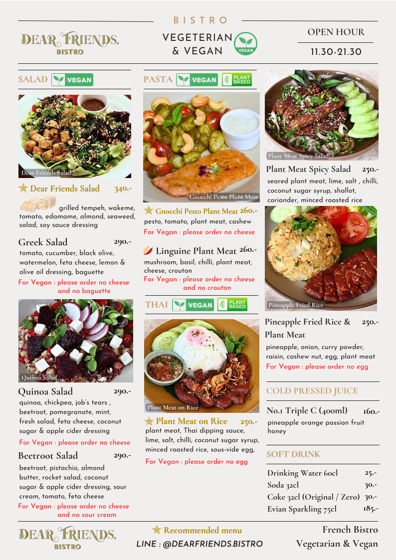 Dear Friends, Bistro Photo Menu 6