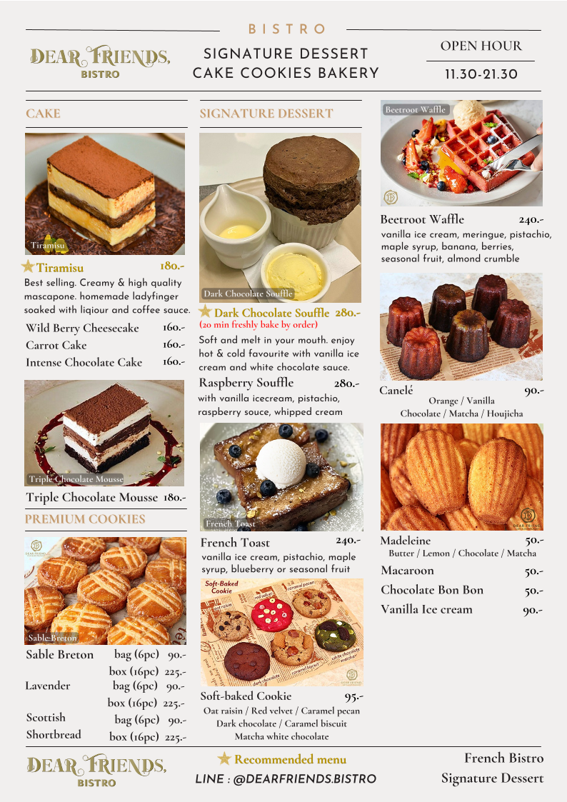 Dear Friends, Bistro Photo Menu 7