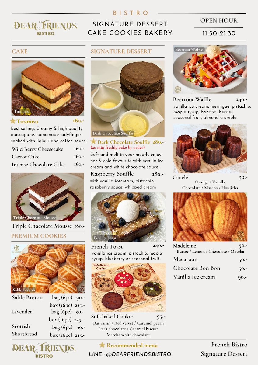 Dear Friends, Bistro Photo Menu 8