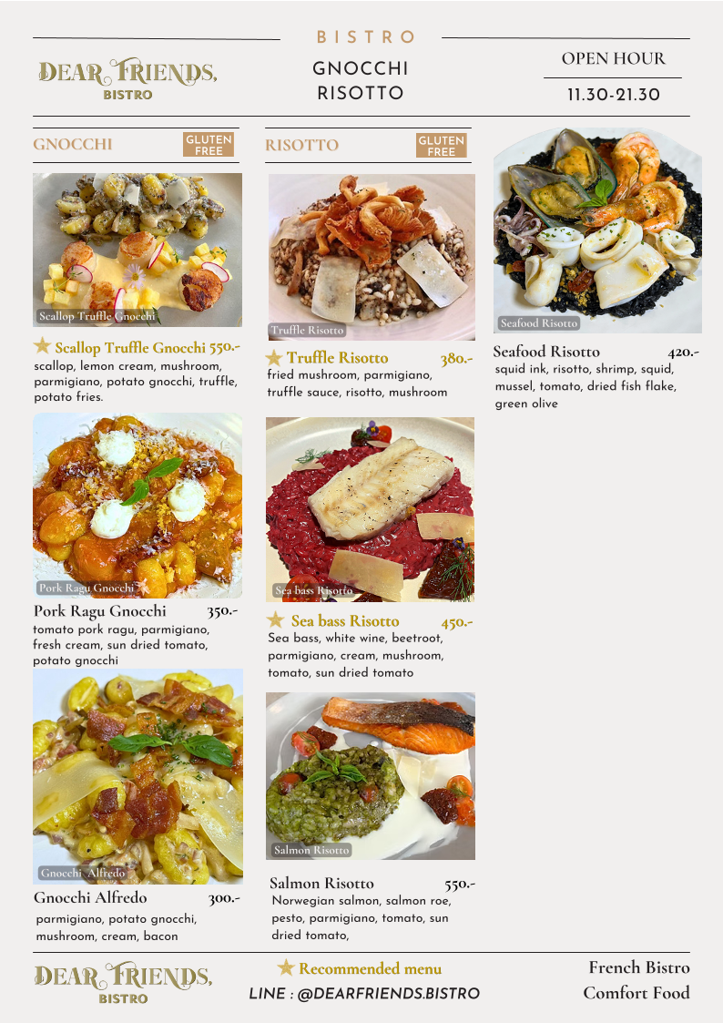 Dear Friends, Bistro Photo Menu 9
