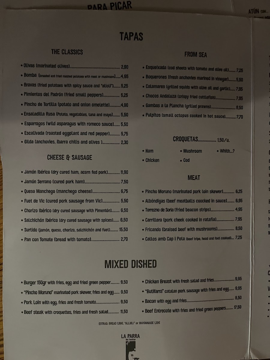 Bar LA PARRA Photo Menu 1