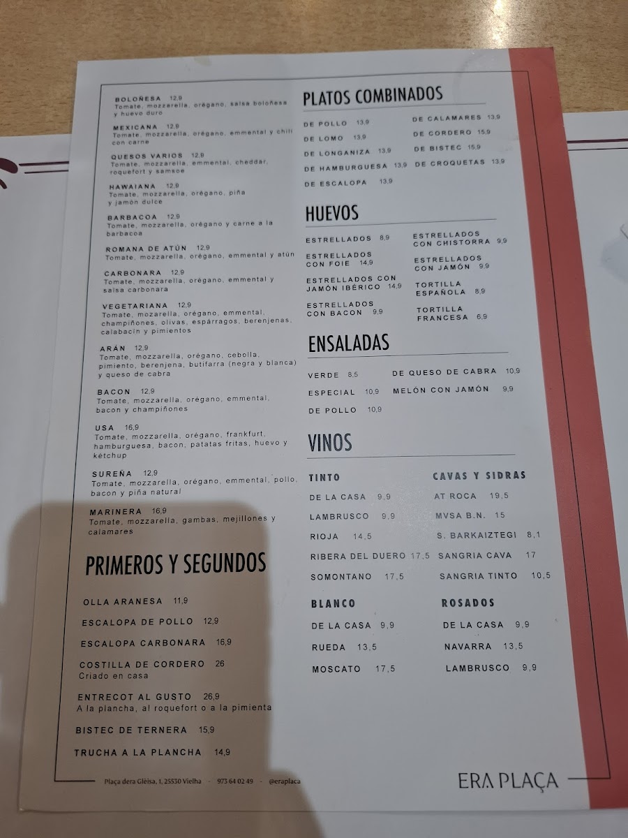Restaurant Era Plaça Photo Menu 2