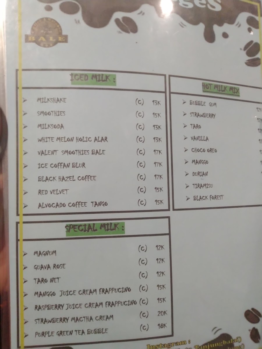 BALE Coffee & Karaoke Photo Menu 3