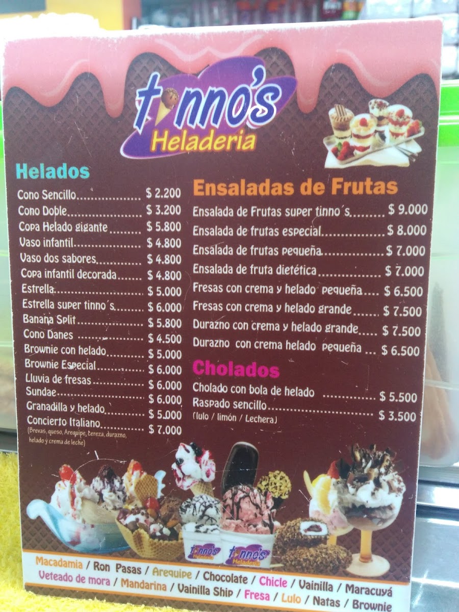 Tinno's Heladeria. Photo Menu 2