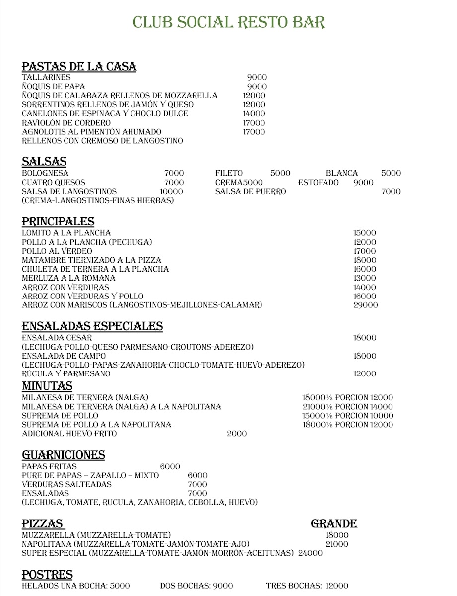 Club Social Photo Menu 1