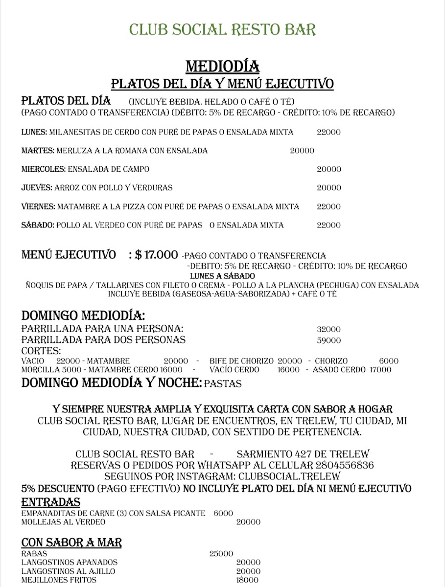 Club Social Photo Menu 2