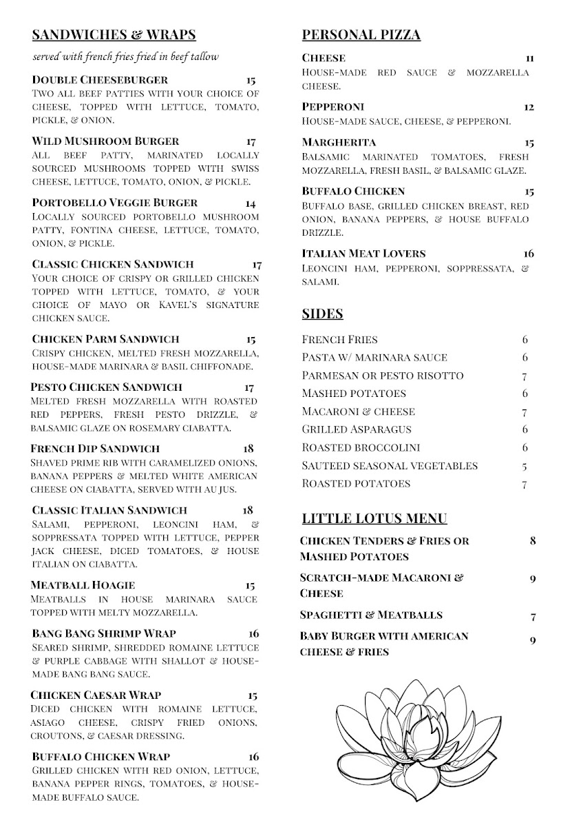 Kavel's Restaurant & Venue Photo Menu 1