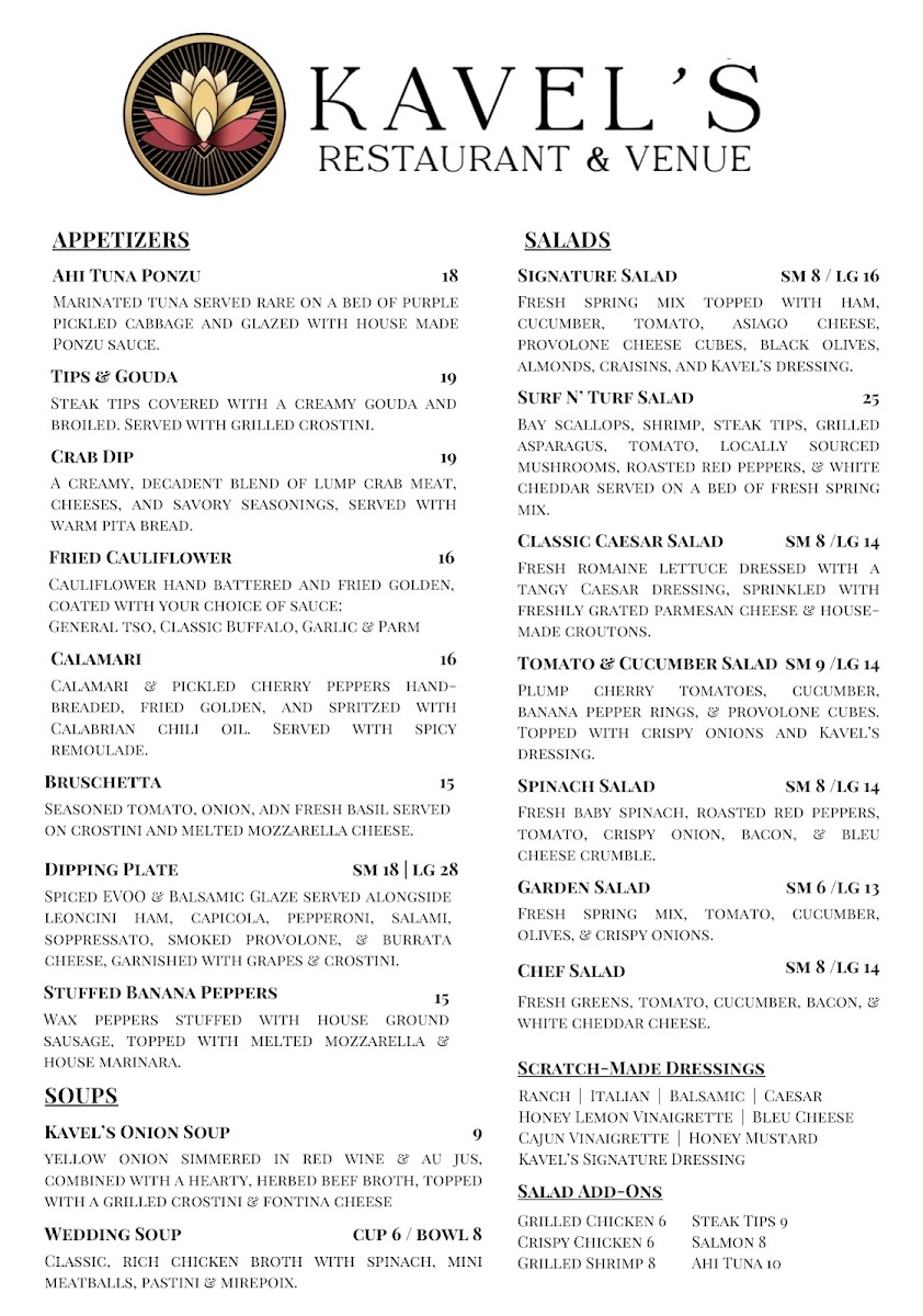 Kavel's Restaurant & Venue Photo Menu 2