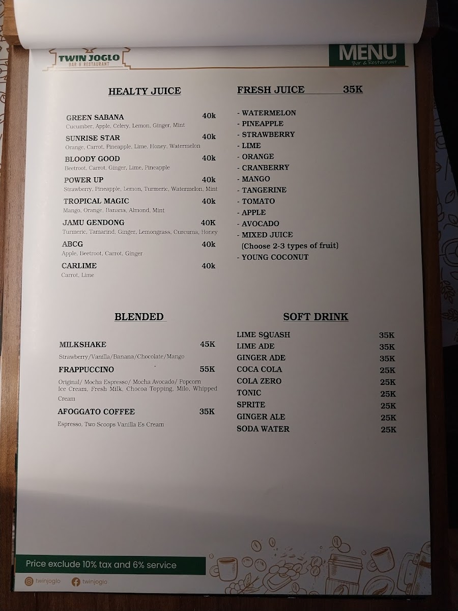 Twin Joglo Ubud - Bar & Restaurant Photo Menu 8