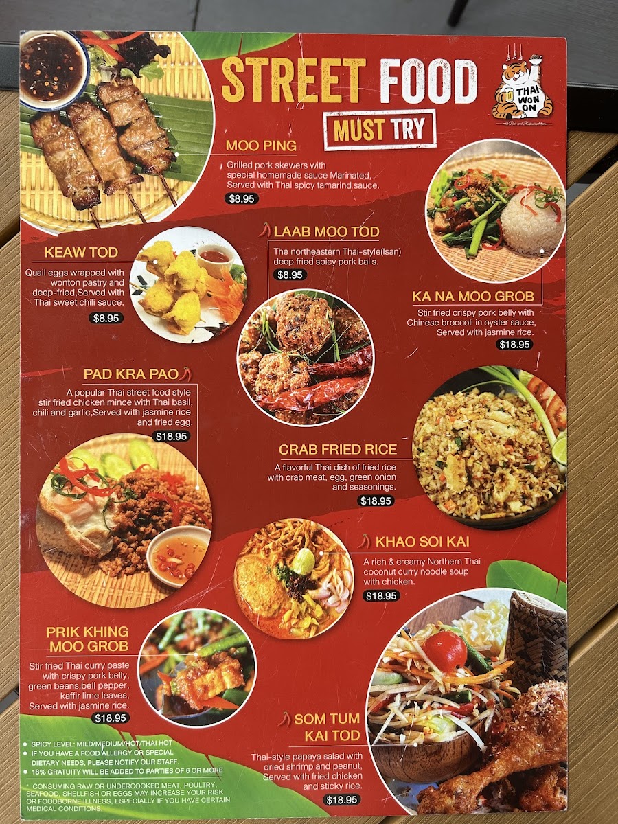 Thai Won On Photo Menu 1