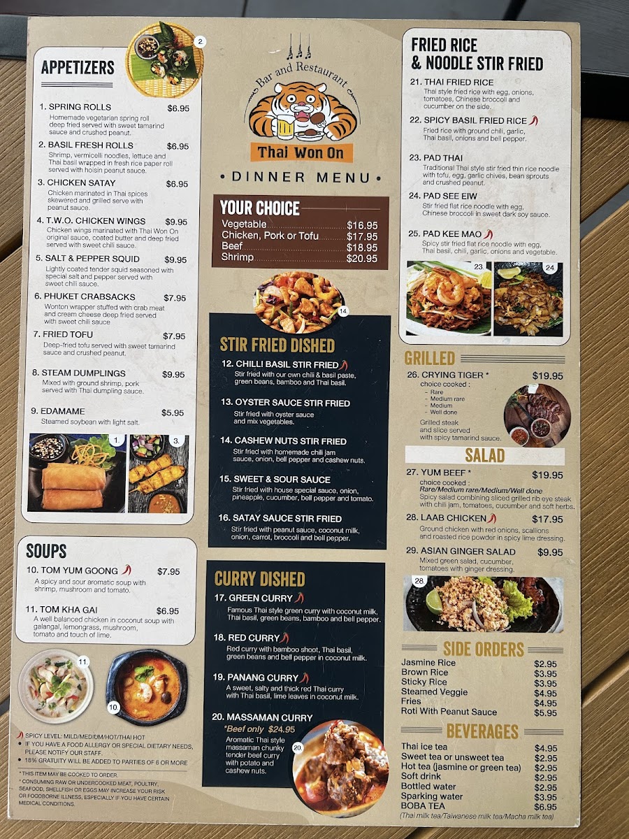 Thai Won On Photo Menu 2