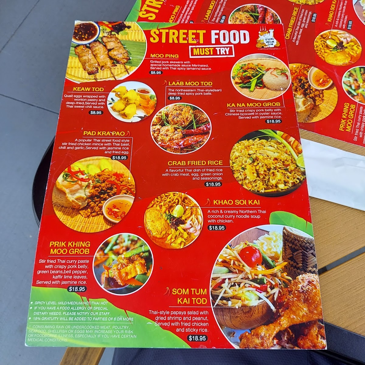 Thai Won On Photo Menu 6