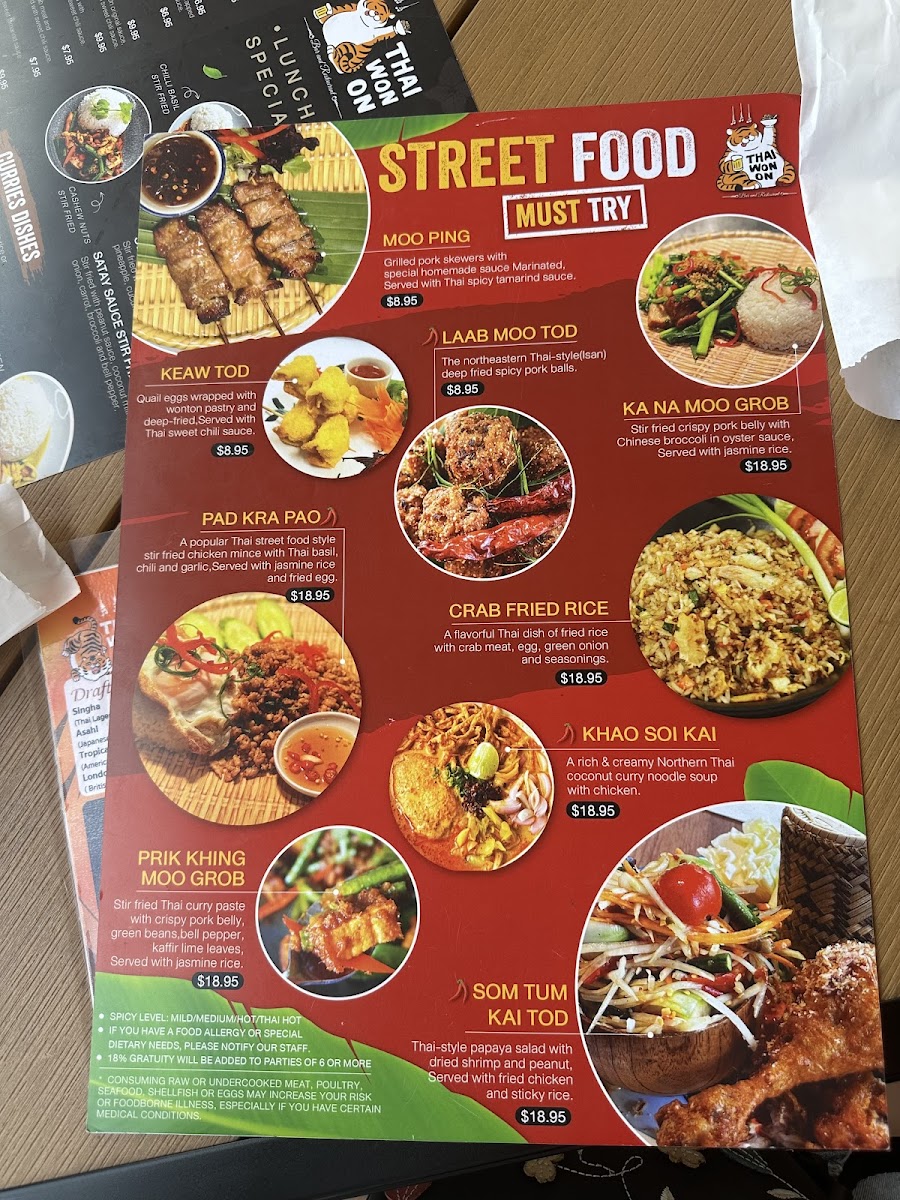 Thai Won On Photo Menu 9